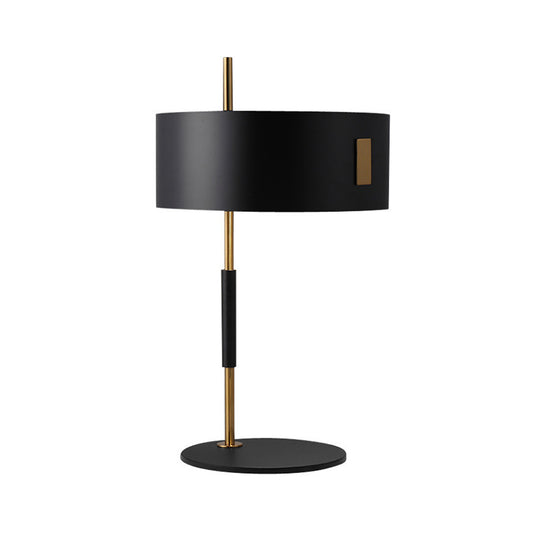 Black and Brass Round Night Lamp Minimalistic Single Metal Table Light for Living Room Clearhalo 'Lamps' 'Table Lamps' Lighting' 1984779