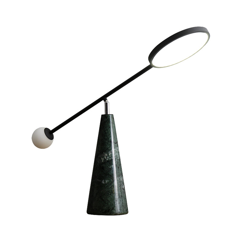 Modern Geometric Shape Nightstand Light Marble 1-Light Living Room Table Lamp with Balance Arm in Black/Green Clearhalo 'Lamps' 'Table Lamps' Lighting' 1984789