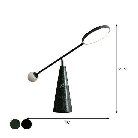 Modern Geometric Shape Nightstand Light Marble 1-Light Living Room Table Lamp with Balance Arm in Black/Green Clearhalo 'Lamps' 'Table Lamps' Lighting' 1984790