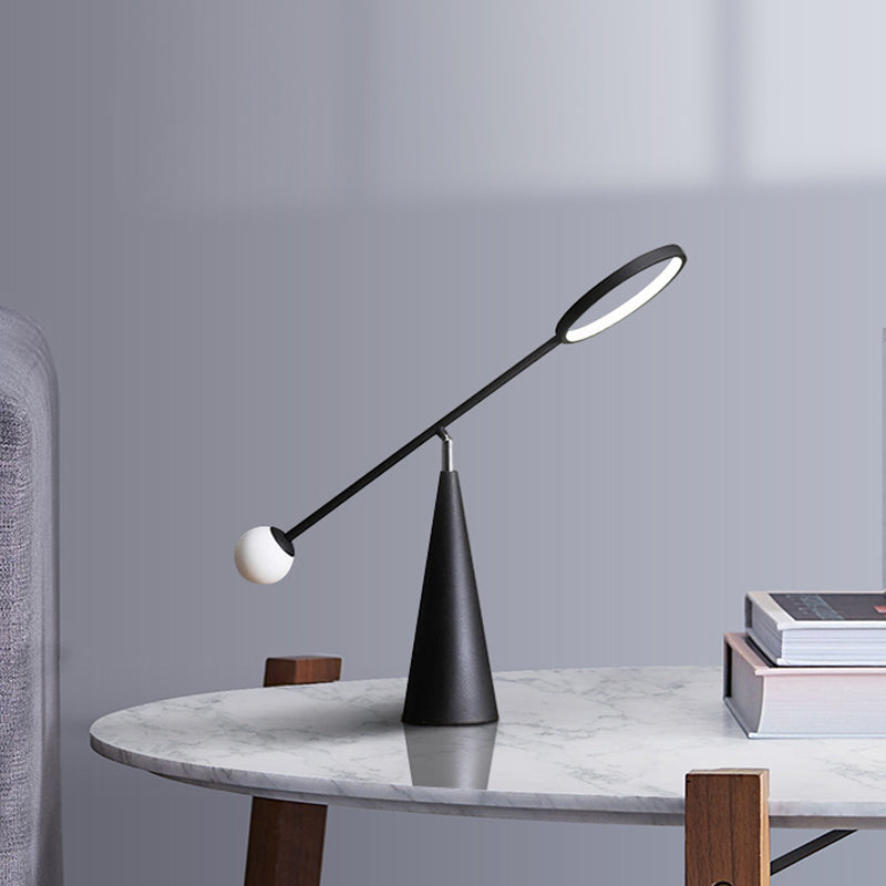 Modern Geometric Shape Nightstand Light Marble 1-Light Living Room Table Lamp with Balance Arm in Black/Green Clearhalo 'Lamps' 'Table Lamps' Lighting' 1984792