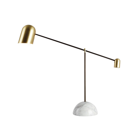 Brass Dome Night Table Light Post-Modern 1 Head Metal Nightstand Lamp with White Marble Base Clearhalo 'Lamps' 'Table Lamps' Lighting' 1984798