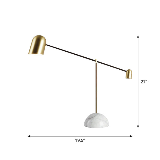 Brass Dome Night Table Light Post-Modern 1 Head Metal Nightstand Lamp with White Marble Base Clearhalo 'Lamps' 'Table Lamps' Lighting' 1984799