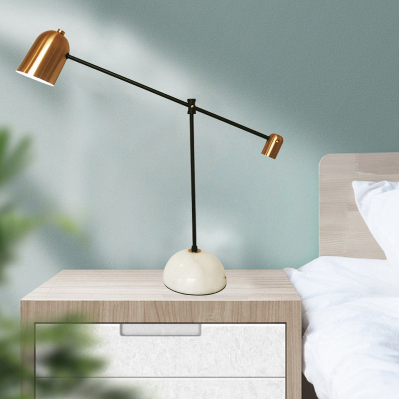 Single Study Desk Lamp Designer White-Brass Balance Arm Reading Light with Bell Metal Shade White Clearhalo 'Lamps' 'Table Lamps' Lighting' 1984800