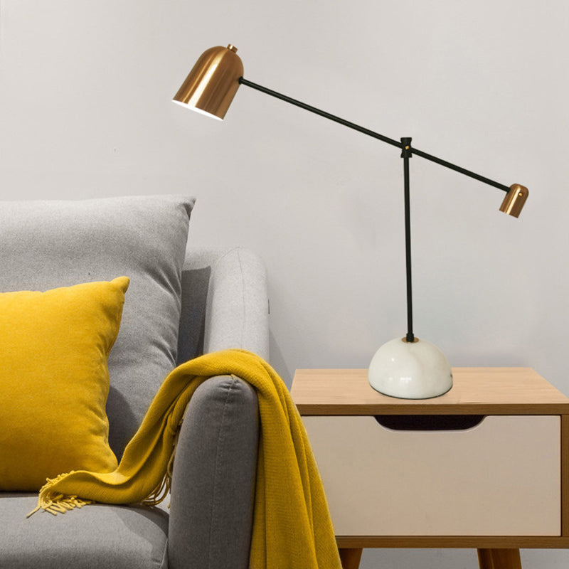 Single Study Desk Lamp Designer White-Brass Balance Arm Reading Light with Bell Metal Shade Clearhalo 'Lamps' 'Table Lamps' Lighting' 1984802
