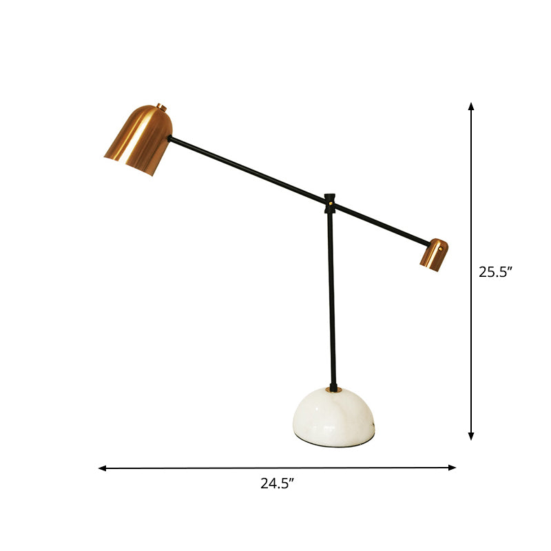 Single Study Desk Lamp Designer White-Brass Balance Arm Reading Light with Bell Metal Shade Clearhalo 'Lamps' 'Table Lamps' Lighting' 1984804