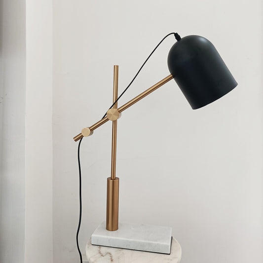 Black Cloche Shaped Reading Table Light Postmodern Single Metal Nightstand Lamp with Brass Balance Arm Clearhalo 'Lamps' 'Table Lamps' Lighting' 1984812