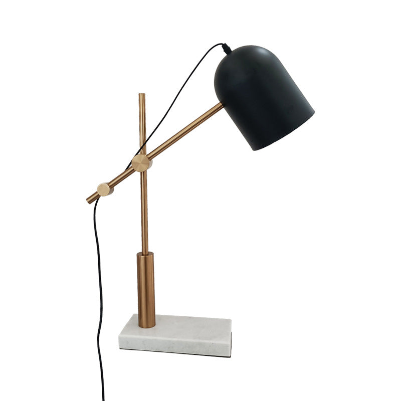 Black Cloche Shaped Reading Table Light Postmodern Single Metal Nightstand Lamp with Brass Balance Arm Clearhalo 'Lamps' 'Table Lamps' Lighting' 1984813