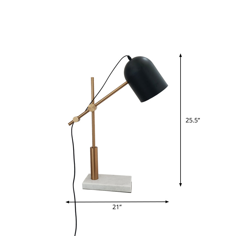Black Cloche Shaped Reading Table Light Postmodern Single Metal Nightstand Lamp with Brass Balance Arm Clearhalo 'Lamps' 'Table Lamps' Lighting' 1984814