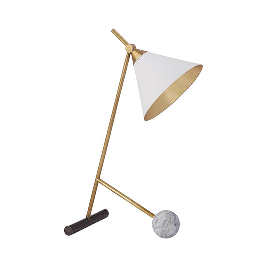 White and Brass Cone Night Light Postmodern 1 Head Metal 2-Leg Table Lamp for Bedroom Clearhalo 'Lamps' 'Table Lamps' Lighting' 1984833