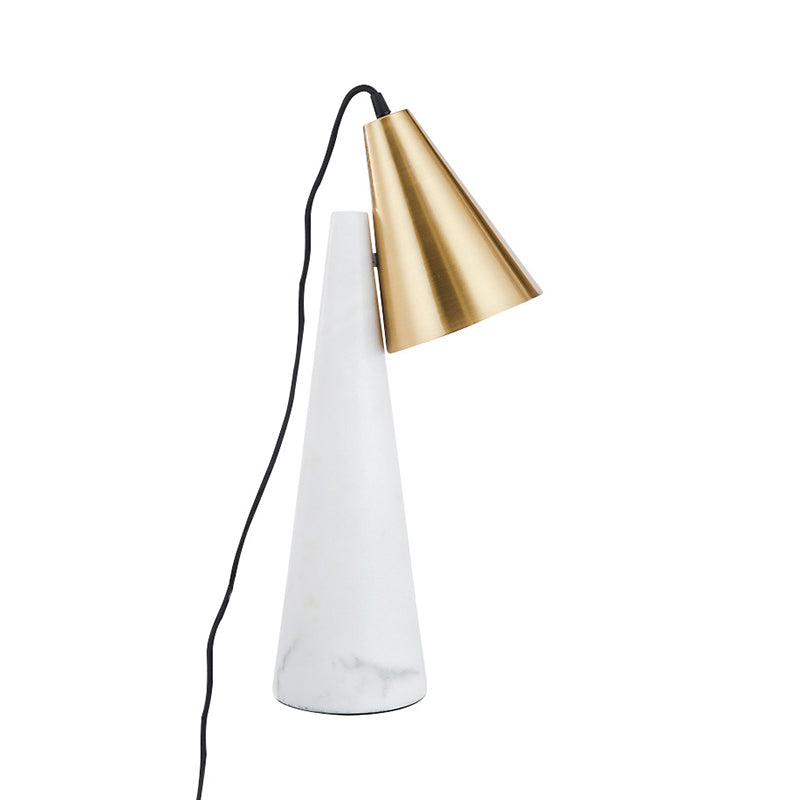 Designer Conical Table Light Marble Single-Bulb Living Room Night Lamp in White/Green and Gold Clearhalo 'Lamps' 'Table Lamps' Lighting' 1984841