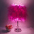 Cylinder Feather Table Lamp Contemporary 1 Bulb Red/Pink/Burgundy Night Stand Light with Crystal Ball Purple Clearhalo 'Lamps' 'Table Lamps' Lighting' 1984927