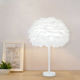 Layered Feather Night Lamp Minimalist 1-Head White Oval Table Lighting, 12"/16" Width Clearhalo 'Lamps' 'Table Lamps' Lighting' 1985040