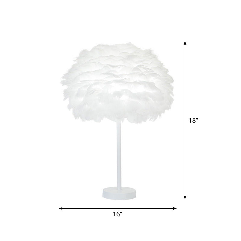 Layered Feather Night Lamp Minimalist 1-Head White Oval Table Lighting, 12"/16" Width Clearhalo 'Lamps' 'Table Lamps' Lighting' 1985044