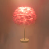 Goose Feather Dome Night Light Nordic 1 Bulb Grey/White/Pink Table Lamp with Tripod/Straight Stand in Black/White/Wood Clearhalo 'Lamps' 'Table Lamps' Lighting' 1985052