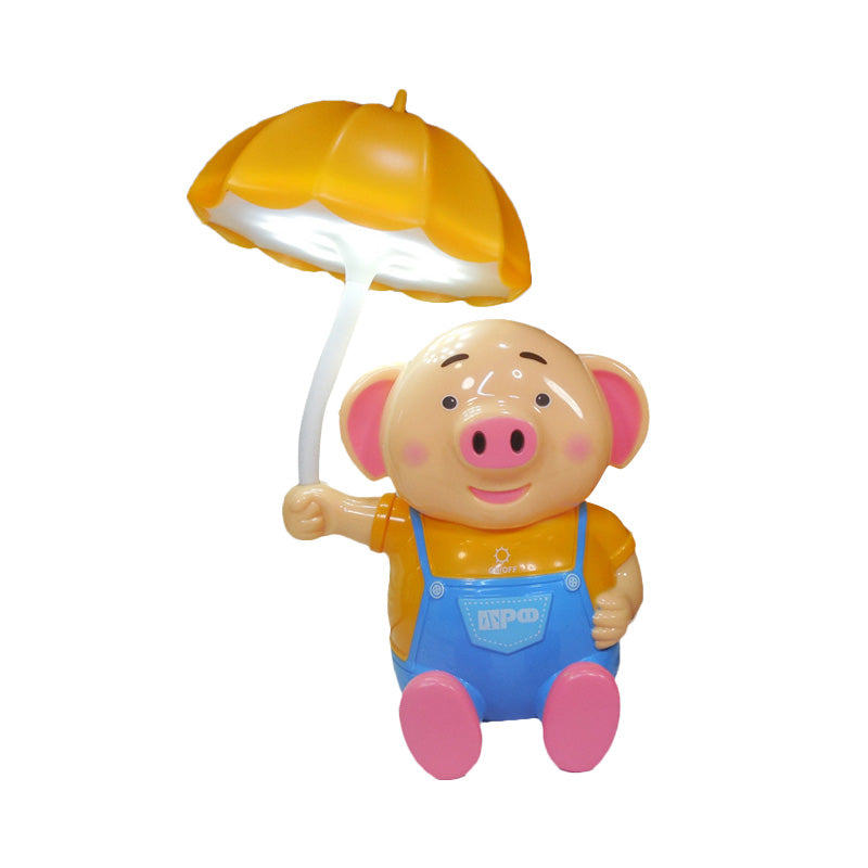Kids Umbrella Desk Light with Piggy 1 Head Plastic Table Light for Child Bedroom Clearhalo 'Desk Lamps' 'Lamps' Lighting' 198512