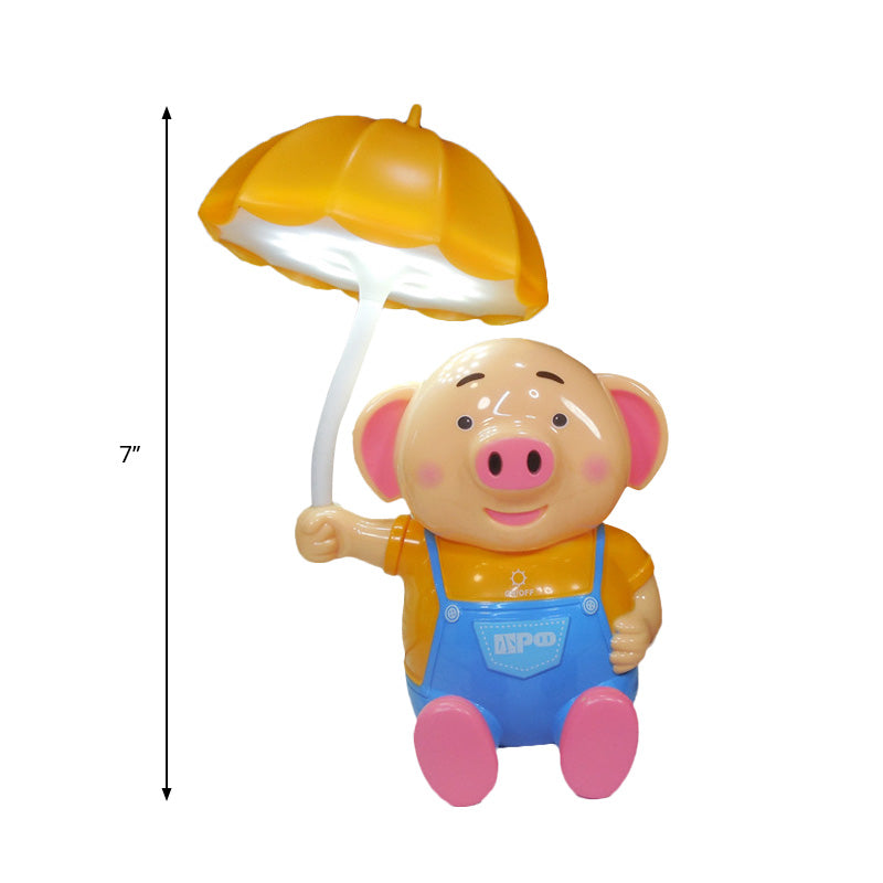 Kids Umbrella Desk Light with Piggy 1 Head Plastic Table Light for Child Bedroom Clearhalo 'Desk Lamps' 'Lamps' Lighting' 198513