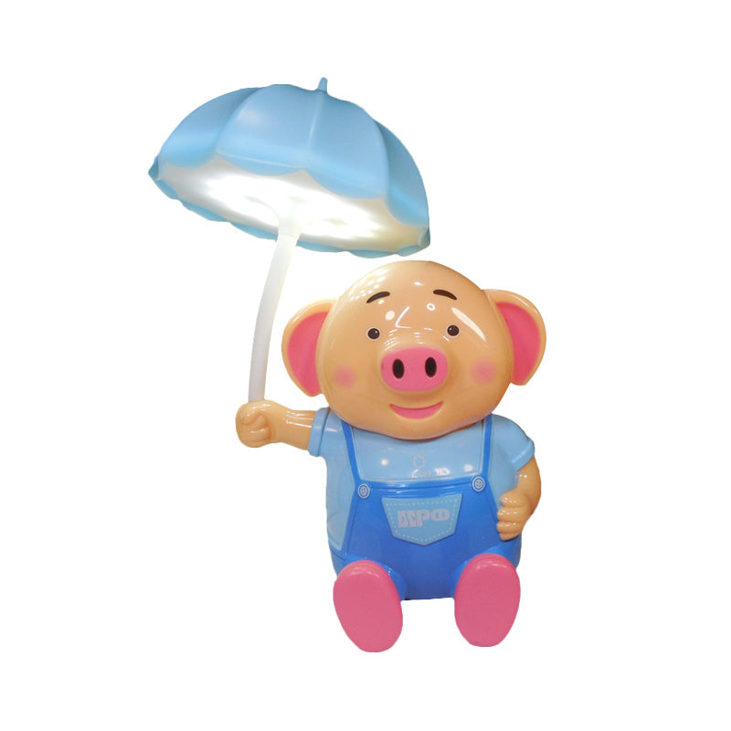 Kids Umbrella Desk Light with Piggy 1 Head Plastic Table Light for Child Bedroom Clearhalo 'Desk Lamps' 'Lamps' Lighting' 198515