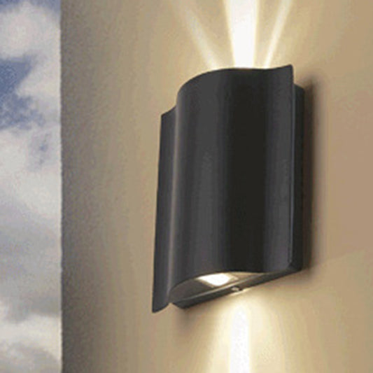 2/4/6-Light Patio LED Sconce Lamp Modern Black Flush Mount Wall Light with Wavy Metal Shade, Warm/White Light 2.0 Black Clearhalo 'Cast Iron' 'Glass' 'Industrial' 'Modern wall lights' 'Modern' 'Tiffany' 'Traditional wall lights' 'Wall Lamps & Sconces' 'Wall Lights' Lighting' 1985276