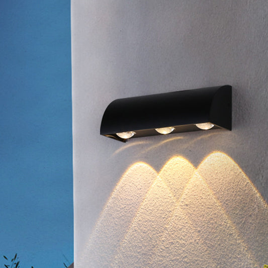 Modern LED Flush Mount Wall Sconce Black Quarter-Cylinder Wall Lamp with Metal Shade Clearhalo 'Cast Iron' 'Glass' 'Industrial' 'Modern wall lights' 'Modern' 'Tiffany' 'Traditional wall lights' 'Wall Lamps & Sconces' 'Wall Lights' Lighting' 1985281
