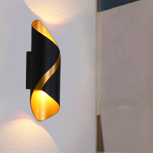 Tube Bathroom Up Down Wall Light Metal Post-Modern LED Sconce Lamp in Black and Gold Inner Clearhalo 'Cast Iron' 'Glass' 'Industrial' 'Modern wall lights' 'Modern' 'Tiffany' 'Traditional wall lights' 'Wall Lamps & Sconces' 'Wall Lights' Lighting' 1985295