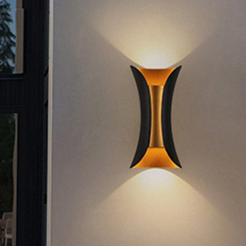 Small/Large Flared LED Wall Sconce Modern Metal 2 Bulbs Black/White/White-Gold Up Down Light for Terrace Clearhalo 'Cast Iron' 'Glass' 'Industrial' 'Modern wall lights' 'Modern' 'Tiffany' 'Traditional wall lights' 'Wall Lamps & Sconces' 'Wall Lights' Lighting' 1985306
