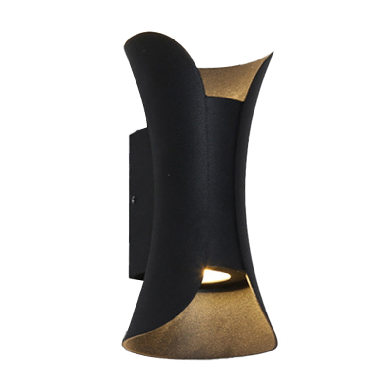 Small/Large Flared LED Wall Sconce Modern Metal 2 Bulbs Black/White/White-Gold Up Down Light for Terrace Clearhalo 'Cast Iron' 'Glass' 'Industrial' 'Modern wall lights' 'Modern' 'Tiffany' 'Traditional wall lights' 'Wall Lamps & Sconces' 'Wall Lights' Lighting' 1985311