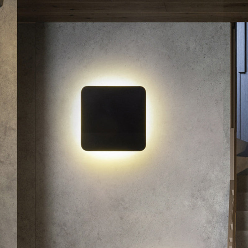 Round/Square Flush Mount Wall Lamp Minimalist Aluminum Hallway LED Sconce Light in Black Clearhalo 'Cast Iron' 'Glass' 'Industrial' 'Modern wall lights' 'Modern' 'Tiffany' 'Traditional wall lights' 'Wall Lamps & Sconces' 'Wall Lights' Lighting' 1985351