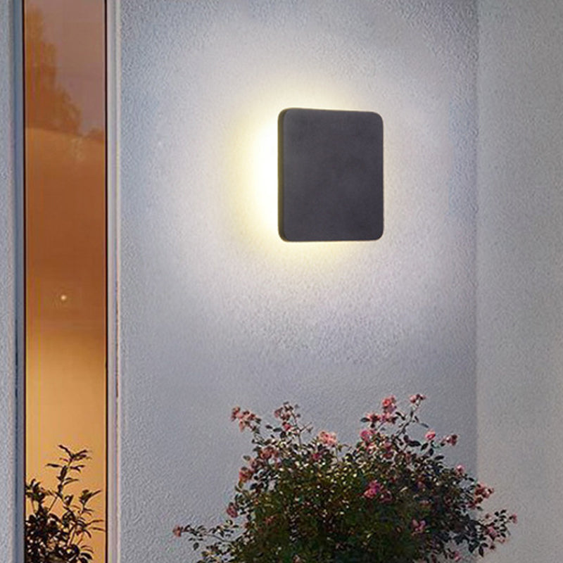 Round/Square Flush Mount Wall Lamp Minimalist Aluminum Hallway LED Sconce Light in Black Clearhalo 'Cast Iron' 'Glass' 'Industrial' 'Modern wall lights' 'Modern' 'Tiffany' 'Traditional wall lights' 'Wall Lamps & Sconces' 'Wall Lights' Lighting' 1985352
