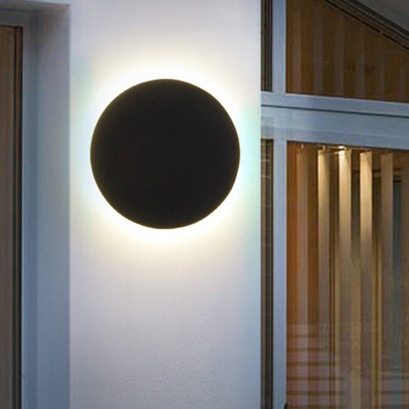Round/Square Flush Mount Wall Lamp Minimalist Aluminum Hallway LED Sconce Light in Black Black Round Clearhalo 'Cast Iron' 'Glass' 'Industrial' 'Modern wall lights' 'Modern' 'Tiffany' 'Traditional wall lights' 'Wall Lamps & Sconces' 'Wall Lights' Lighting' 1985356