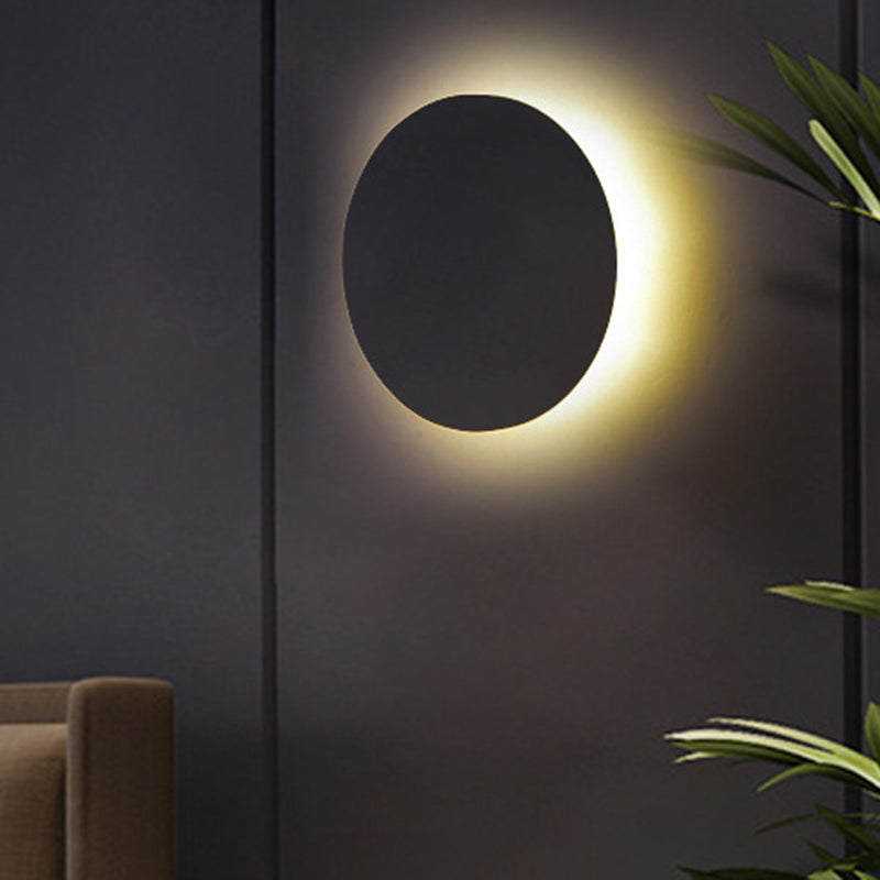 Round/Square Flush Mount Wall Lamp Minimalist Aluminum Hallway LED Sconce Light in Black Clearhalo 'Cast Iron' 'Glass' 'Industrial' 'Modern wall lights' 'Modern' 'Tiffany' 'Traditional wall lights' 'Wall Lamps & Sconces' 'Wall Lights' Lighting' 1985357