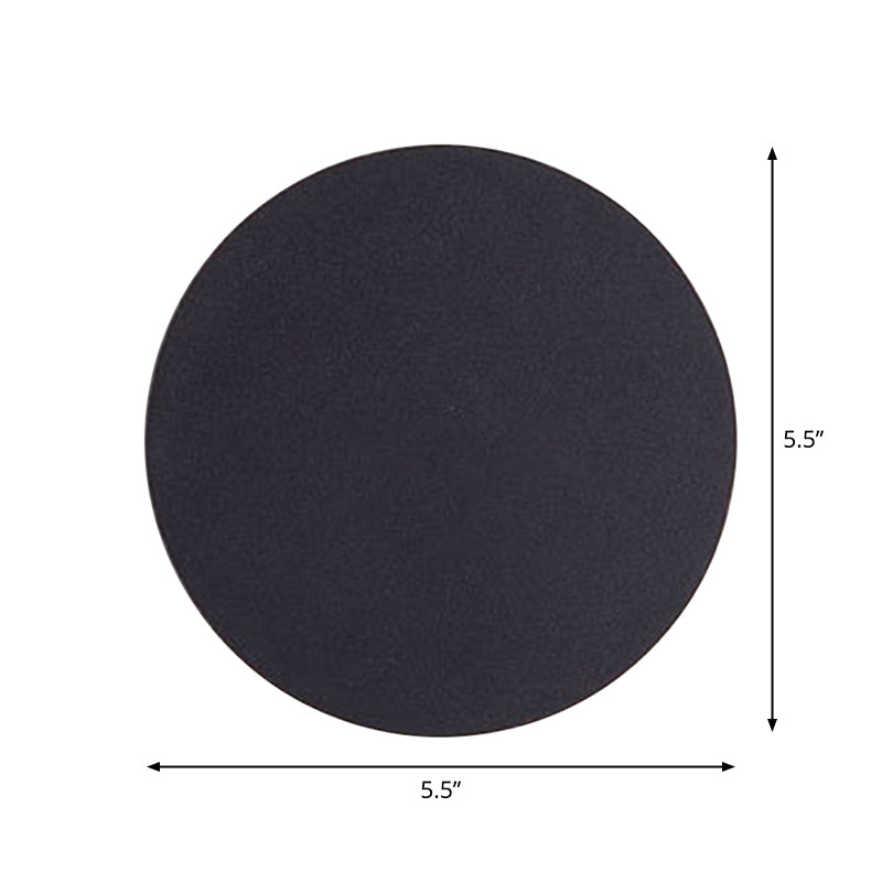 Round/Square Flush Mount Wall Lamp Minimalist Aluminum Hallway LED Sconce Light in Black Clearhalo 'Cast Iron' 'Glass' 'Industrial' 'Modern wall lights' 'Modern' 'Tiffany' 'Traditional wall lights' 'Wall Lamps & Sconces' 'Wall Lights' Lighting' 1985360