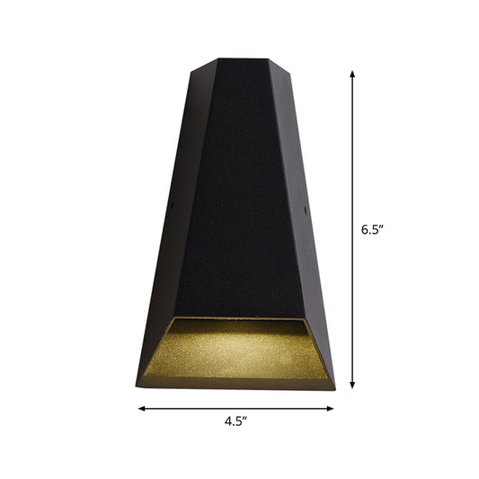 Triangle Patio LED Wall Light Aluminum Simple Style Flush Mount Wall Sconce in Black, Warm/White Light Clearhalo 'Cast Iron' 'Glass' 'Industrial' 'Modern wall lights' 'Modern' 'Tiffany' 'Traditional wall lights' 'Wall Lamps & Sconces' 'Wall Lights' Lighting' 1985389