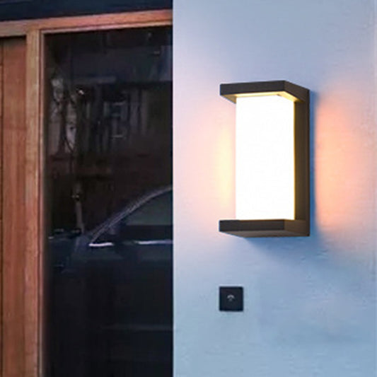 Sound Activated Rectangle Wall Sconce Modern Plastic Entry Gate LED Wall Mounted Lamp in Black Black B Clearhalo 'Cast Iron' 'Glass' 'Industrial' 'Modern wall lights' 'Modern' 'Tiffany' 'Traditional wall lights' 'Wall Lamps & Sconces' 'Wall Lights' Lighting' 1985404