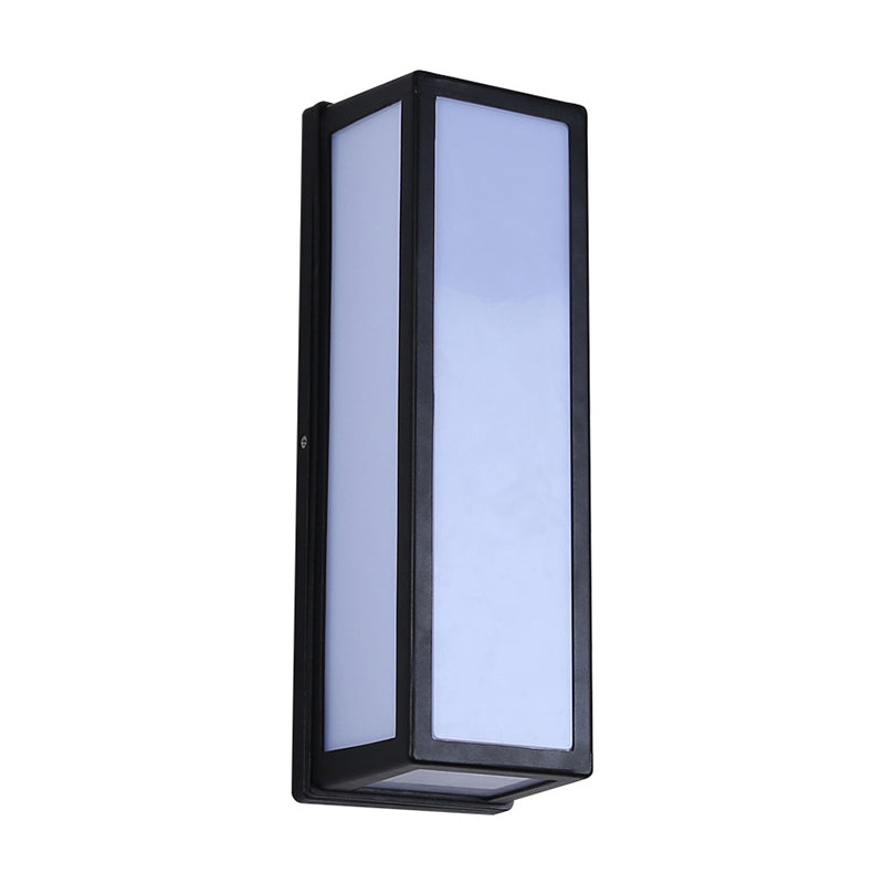 Small/Large Rectangular Patio Sconce Lamp Plastic Simplicity LED Flush Mount Wall Light in Black Clearhalo 'Cast Iron' 'Glass' 'Industrial' 'Modern wall lights' 'Modern' 'Tiffany' 'Traditional wall lights' 'Wall Lamps & Sconces' 'Wall Lights' Lighting' 1985417