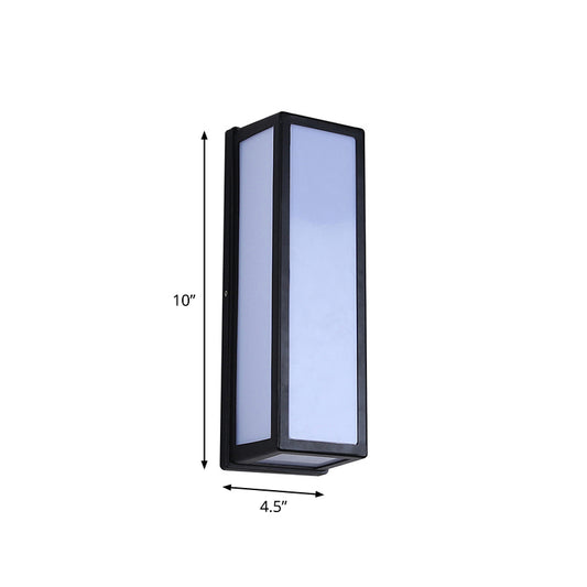 Small/Large Rectangular Patio Sconce Lamp Plastic Simplicity LED Flush Mount Wall Light in Black Clearhalo 'Cast Iron' 'Glass' 'Industrial' 'Modern wall lights' 'Modern' 'Tiffany' 'Traditional wall lights' 'Wall Lamps & Sconces' 'Wall Lights' Lighting' 1985418