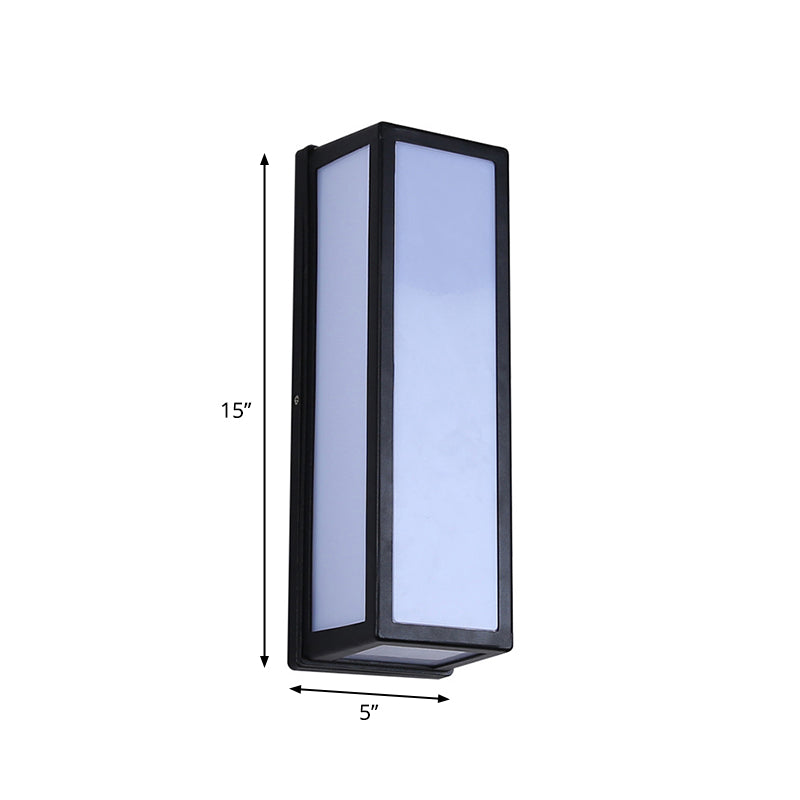 Small/Large Rectangular Patio Sconce Lamp Plastic Simplicity LED Flush Mount Wall Light in Black Clearhalo 'Cast Iron' 'Glass' 'Industrial' 'Modern wall lights' 'Modern' 'Tiffany' 'Traditional wall lights' 'Wall Lamps & Sconces' 'Wall Lights' Lighting' 1985419