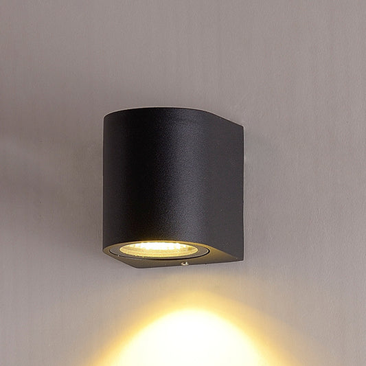 Black Small/Large Cylinder Wall Light Minimalist Aluminum LED Flush Wall Sconce for Outdoor Black Small A Clearhalo 'Cast Iron' 'Glass' 'Industrial' 'Modern wall lights' 'Modern' 'Tiffany' 'Traditional wall lights' 'Wall Lamps & Sconces' 'Wall Lights' Lighting' 1985450