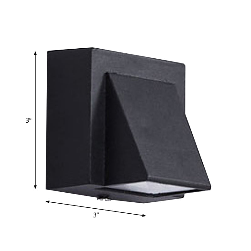Modern 1/2-Light LED Outdoor Wall Mount Black Triangle/Cylinder/Rectangle Sconce Light with Metal Shade Clearhalo 'Cast Iron' 'Glass' 'Industrial' 'Modern wall lights' 'Modern' 'Tiffany' 'Traditional wall lights' 'Wall Lamps & Sconces' 'Wall Lights' Lighting' 1985481
