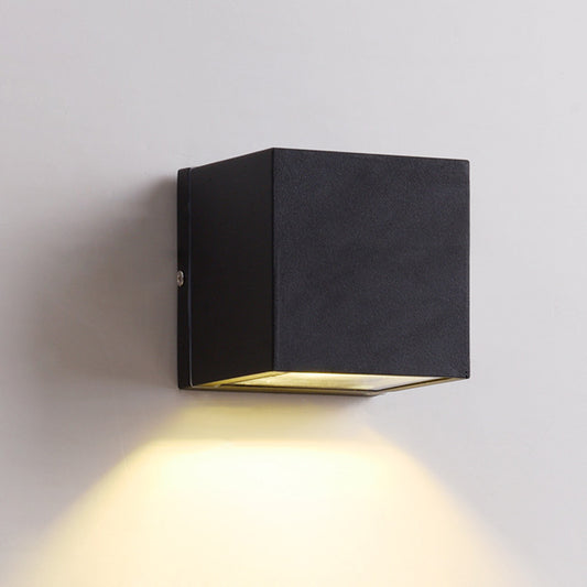 Rectangle/Cylinder/Triangle Wall Sconce Simplicity Metal 1/2-Light Black Finish LED Flush Mount for Porch 1.0 Black A Clearhalo 'Cast Iron' 'Glass' 'Industrial' 'Modern wall lights' 'Modern' 'Tiffany' 'Traditional wall lights' 'Wall Lamps & Sconces' 'Wall Lights' Lighting' 1985490