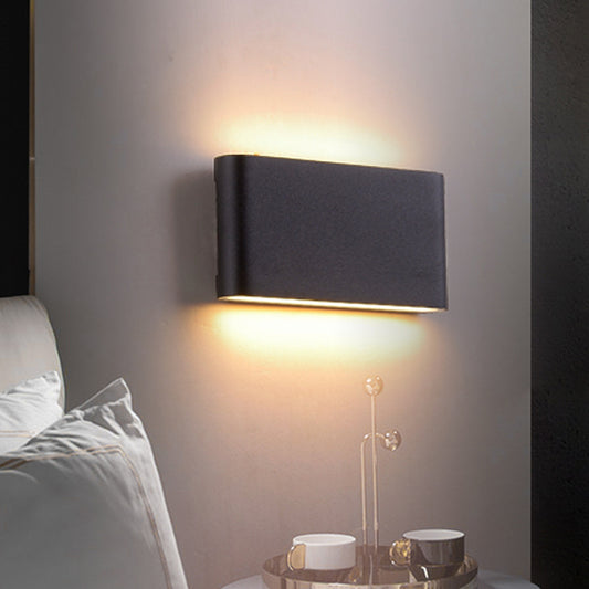 Black/White Oblong Flush Mount Wall Lamp Nordic Aluminum Small/Large LED Sconce Light Fixture Clearhalo 'Cast Iron' 'Glass' 'Industrial' 'Modern wall lights' 'Modern' 'Tiffany' 'Traditional wall lights' 'Wall Lamps & Sconces' 'Wall Lights' Lighting' 1985507