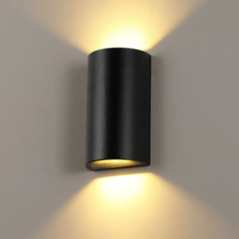 Cube/Triangle/Cylinder Wall Lamp Fixture Nordic Metal Black Up and Down LED Wall Sconce for Outdoor Black C Clearhalo 'Cast Iron' 'Glass' 'Industrial' 'Modern wall lights' 'Modern' 'Tiffany' 'Traditional wall lights' 'Wall Lamps & Sconces' 'Wall Lights' Lighting' 1985523