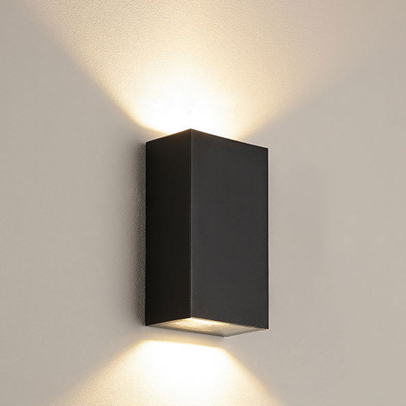 Cube/Triangle/Cylinder Wall Lamp Fixture Nordic Metal Black Up and Down LED Wall Sconce for Outdoor Black D Clearhalo 'Cast Iron' 'Glass' 'Industrial' 'Modern wall lights' 'Modern' 'Tiffany' 'Traditional wall lights' 'Wall Lamps & Sconces' 'Wall Lights' Lighting' 1985526
