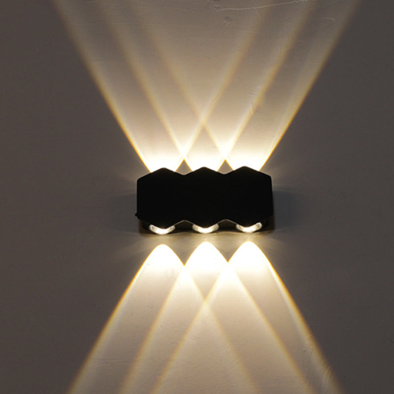 Ellipse/Curve/Honeycomb Mini Wall Light Nordic Metallic 4/6-Bulb Hallway LED Wall Washer Sconce in Black 6.0 Black A Clearhalo 'Cast Iron' 'Glass' 'Industrial' 'Modern wall lights' 'Modern' 'Tiffany' 'Traditional wall lights' 'Wall Lamps & Sconces' 'Wall Lights' Lighting' 1985537