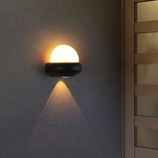 Plastic Ball Flush Wall Sconce Contemporary 1/2-Light Black Wall Lighting for Patio Black A Clearhalo 'Cast Iron' 'Glass' 'Industrial' 'Modern wall lights' 'Modern' 'Tiffany' 'Traditional wall lights' 'Wall Lamps & Sconces' 'Wall Lights' Lighting' 1985583