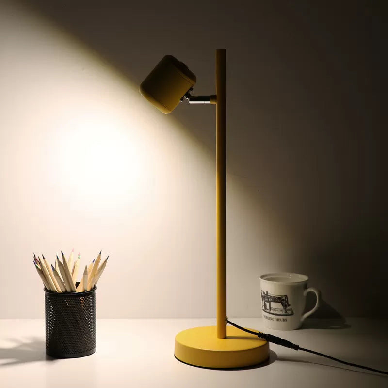 Rotatable Cylinder Child Bedroom Desk Light Metal Macaron Reading Light with Plug-In Cord Yellow Clearhalo 'Desk Lamps' 'Lamps' Lighting' 198559