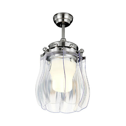 42" Wide LED Pendant Fan Lamp Traditional Tapered Metallic Semi Flush Ceiling Light Fixture in Silver with 8 Blades Silver B Clearhalo 'Ceiling Fans with Lights' 'Ceiling Fans' Lighting' 1985596