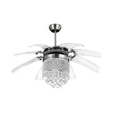 42" Wide LED Pendant Fan Lamp Traditional Tapered Metallic Semi Flush Ceiling Light Fixture in Silver with 8 Blades Silver C Clearhalo 'Ceiling Fans with Lights' 'Ceiling Fans' Lighting' 1985598
