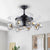 42" Wide Simplicity Globe Pendant Fan Lamp Clear Glass 8-Light Bedroom Semi Flush Mount Lighting with 4 Blades Black Clearhalo 'Ceiling Fans with Lights' 'Ceiling Fans' 'Modern Ceiling Fans' 'Modern' Lighting' 1985622