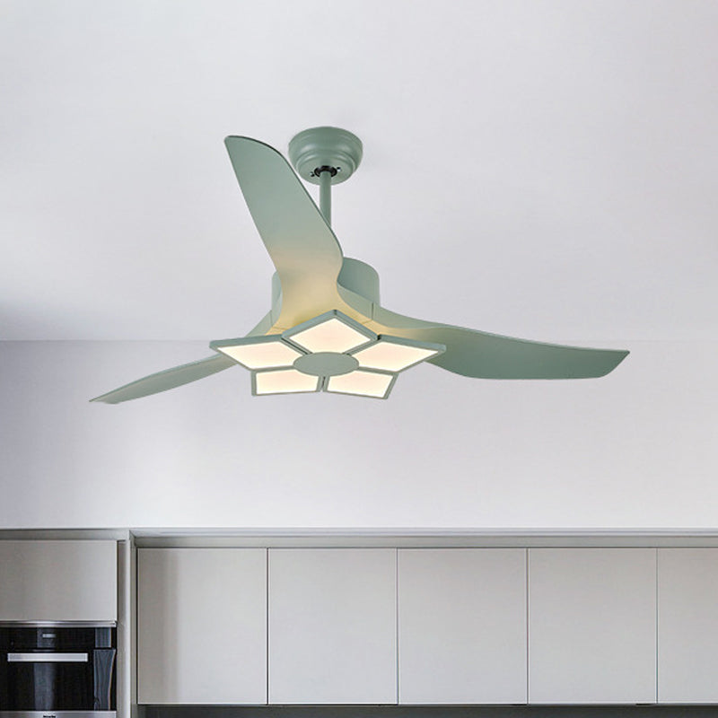 50" Wide Acrylic Geometric Semi Flush Light Modernist LED Hanging Fan Lamp Fixture, 5 Blades Clearhalo 'Ceiling Fans with Lights' 'Ceiling Fans' 'Modern Ceiling Fans' 'Modern' Lighting' 1985649
