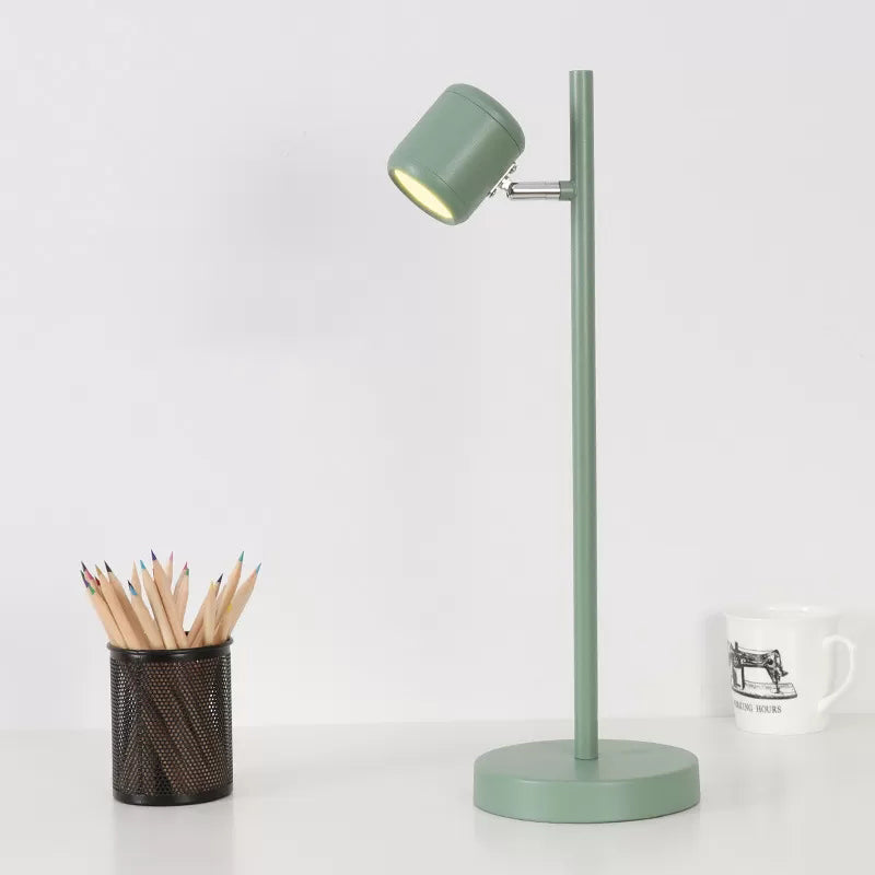 Rotatable Cylinder Child Bedroom Desk Light Metal Macaron Reading Light with Plug-In Cord Green Clearhalo 'Desk Lamps' 'Lamps' Lighting' 198565